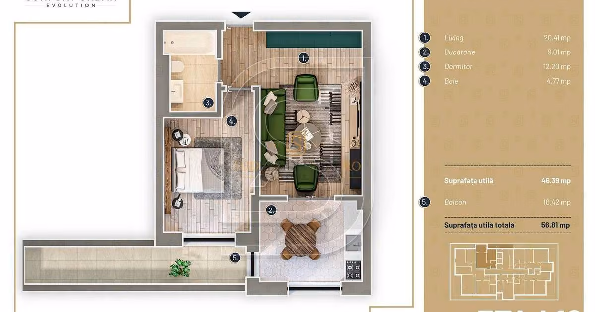 Apartament de vânzare cu 2 camere în zona Rahova, Sector 5