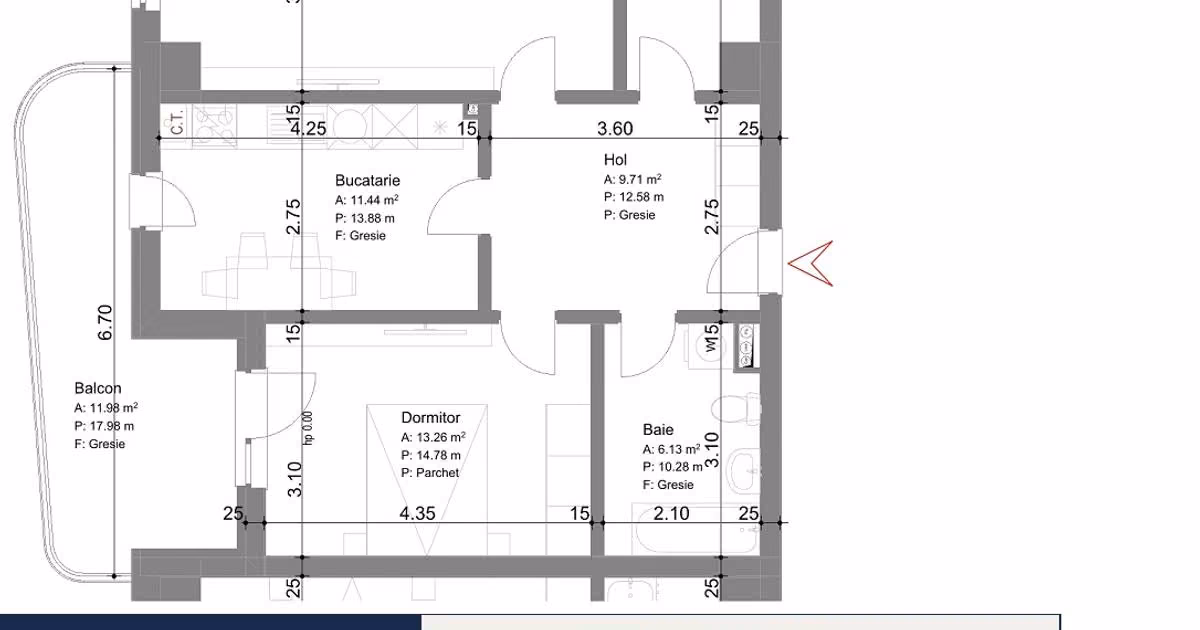 Apartament de vânzare cu 2 camere în zona Alexandru cel Bun, Iași