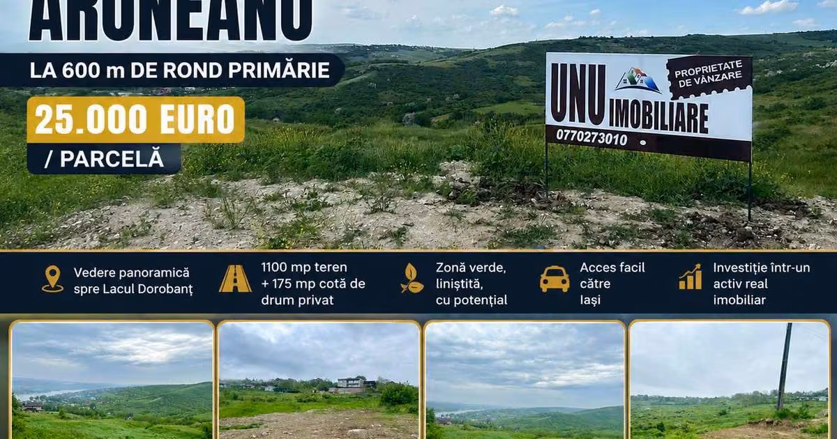Teren extravilan de vânzare de 1100 mp, în zona Central, Iași