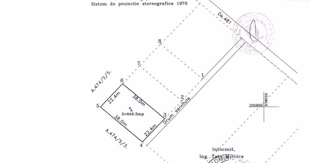 Teren Construcții intravilan de vânzare de 849.3 mp, în Mogoșoaia