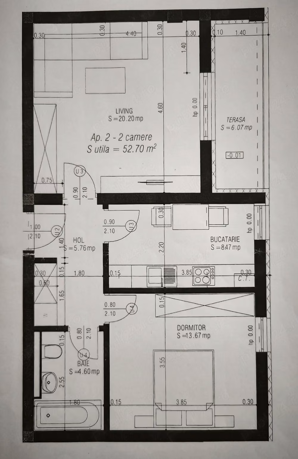 proprietar vand apartament 2 camere decomandat 53 mp, an constructie 2019