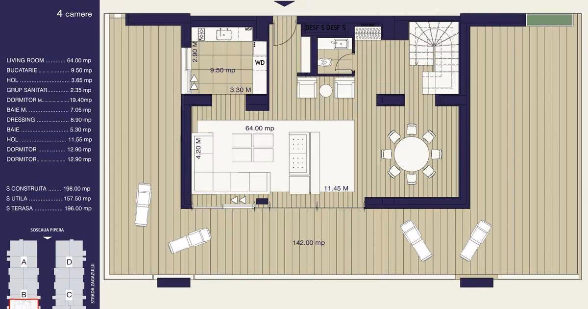 Penthouse de vânzare cu 4 camere în zona Herăstrău, Sector 1