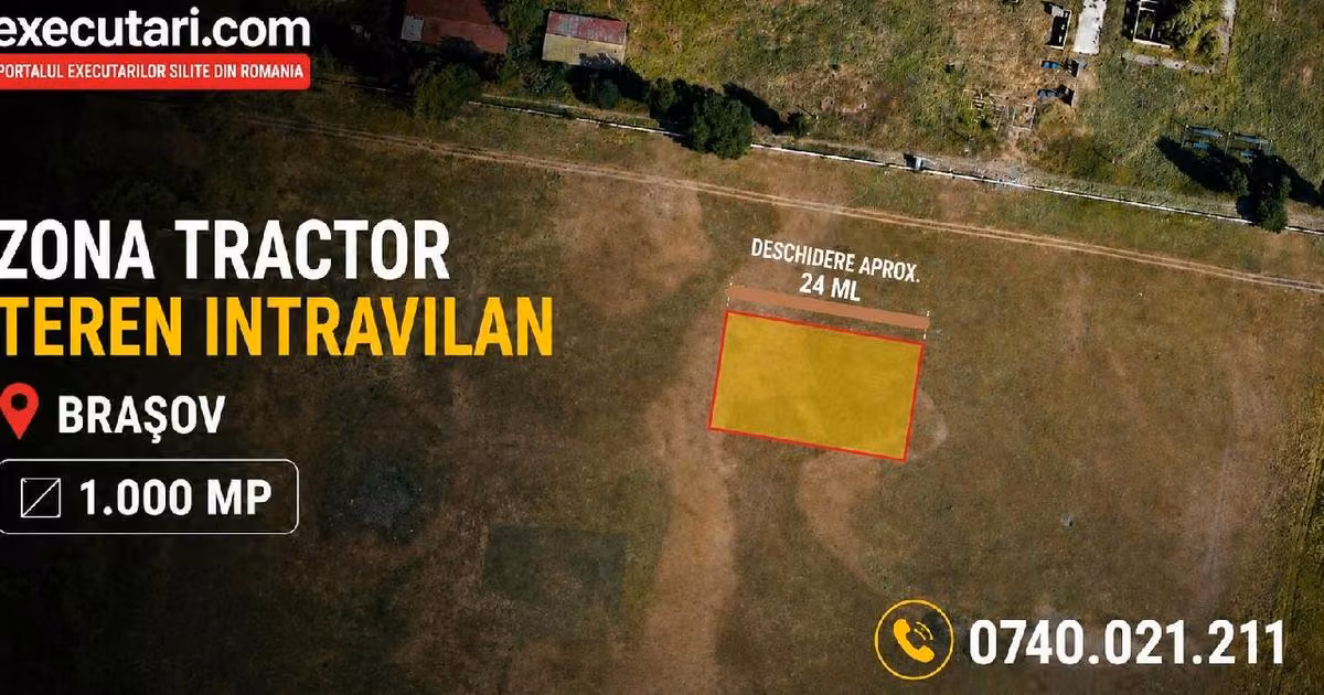 Teren agricol intravilan de vânzare de 1000 mp, în zona Tractorul, Brașov