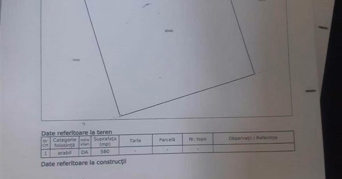Teren Construcții intravilan de vânzare de 580 mp, în Iași