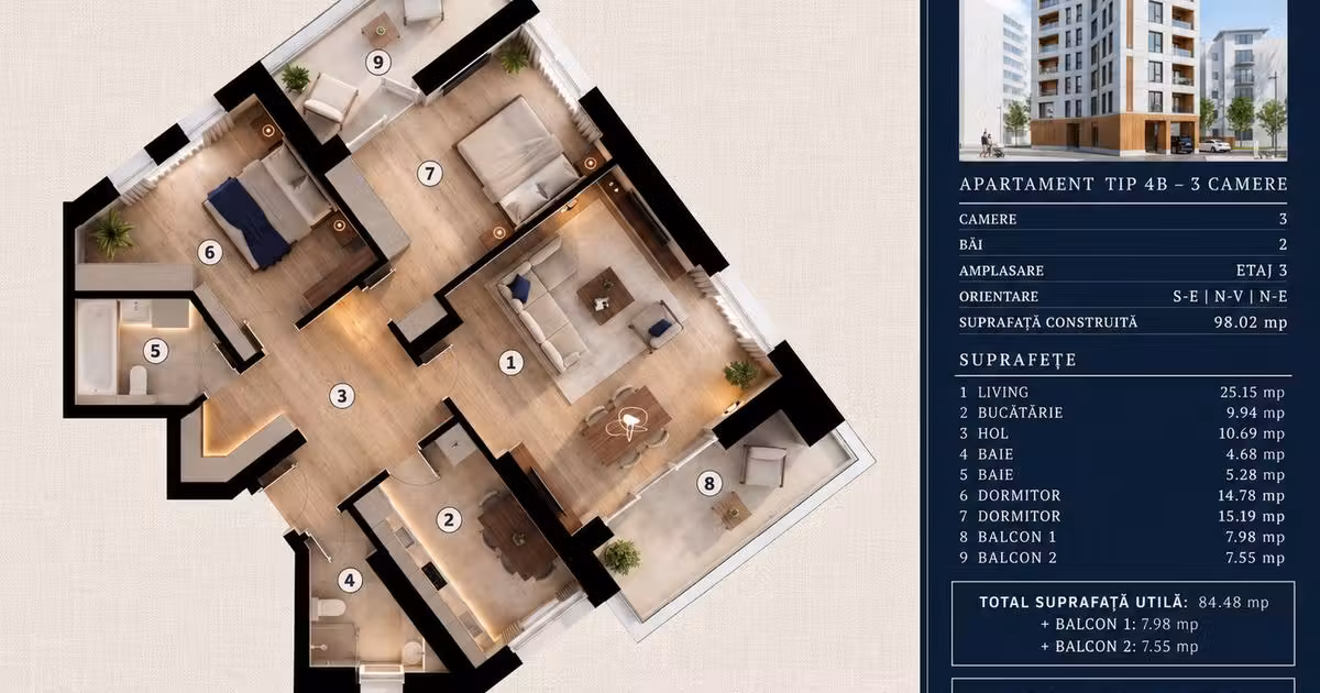Apartament de vânzare cu 3 camere în zona Tineretului, Sector 4