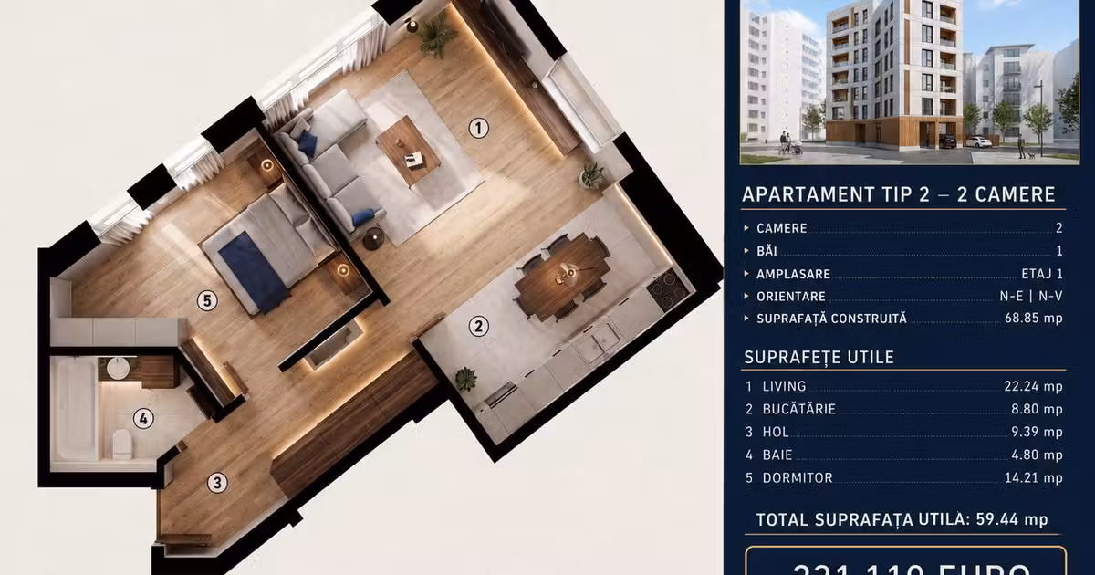 Apartament de vânzare cu 2 camere în zona Tineretului, Sector 4