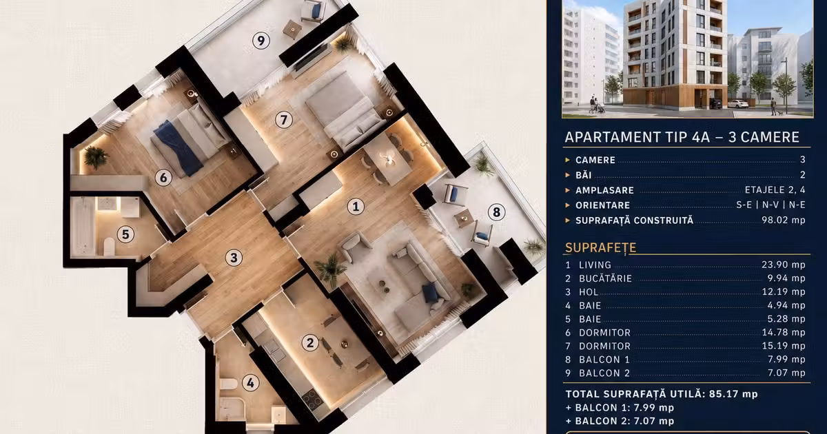 Apartament de vânzare cu 3 camere în zona Tineretului, Sector 4