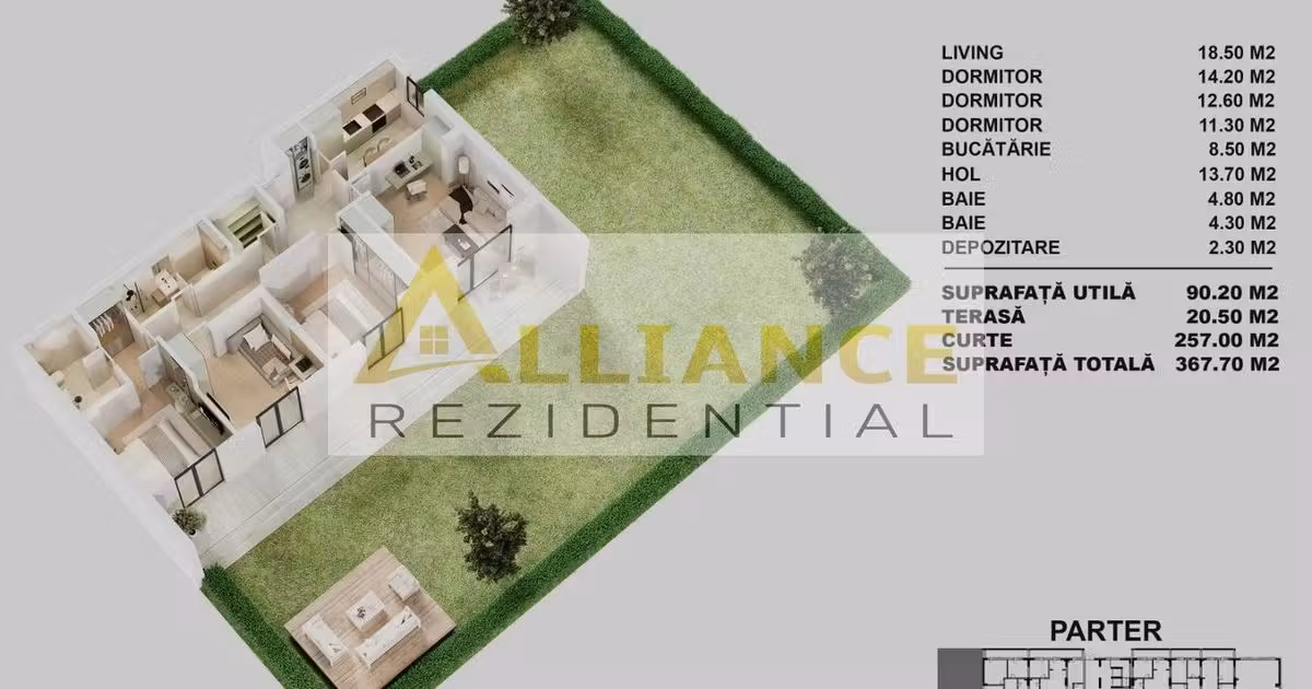 Apartament de vânzare cu 4 camere în Popești-Leordeni