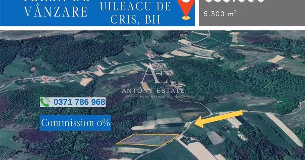 Teren agricol extravilan de vânzare de 5300 mp, în Uileacu de Criș