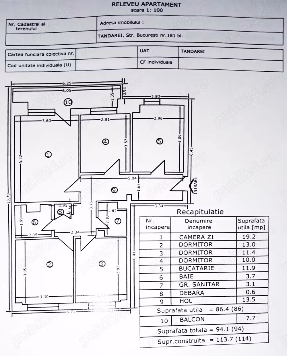 Apartament central 4 camere Tandarei