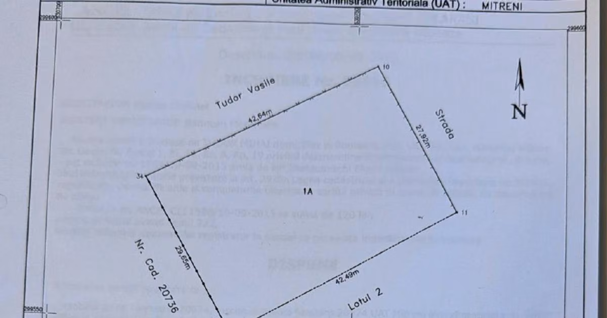 Teren Construcții intravilan de vânzare de 1225 mp, în Valea Roșie