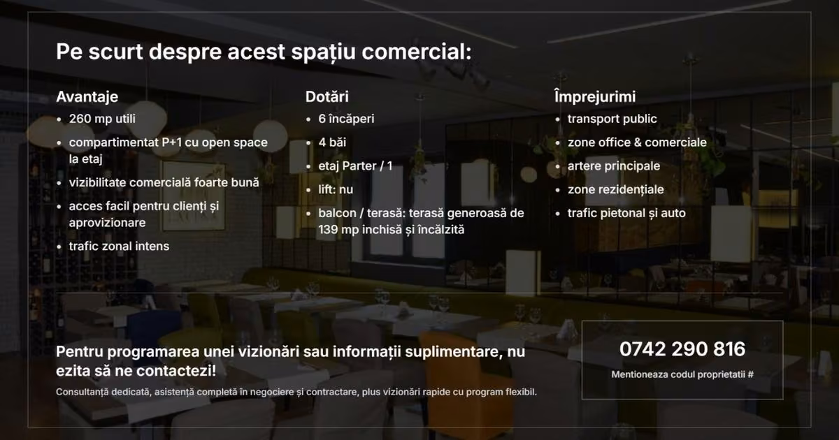 Spațiu comercial de vânzare de 260.00 mp, în zona Grădina Icoanei, Sector 2