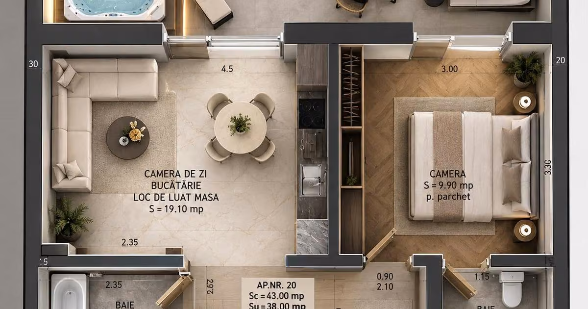 Penthouse de vânzare cu 4 camere în zona Sud, Bistrița