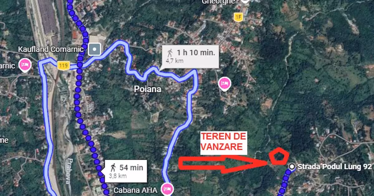 Teren agricol intravilan de vânzare de 2142 mp, în Comarnic