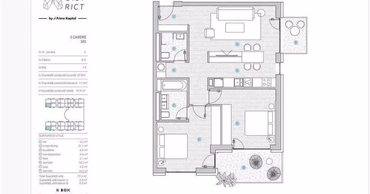 Apartament de vânzare cu 3 camere în zona Tudor Vladimirescu, Iași