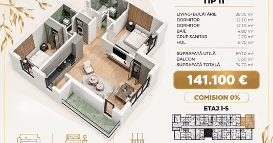 Apartament Popești-Leordeni