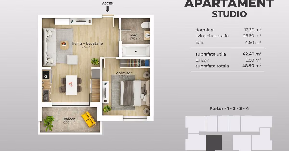 Apartament de vânzare cu 2 camere în zona Apărătorii Patriei, Sector 4