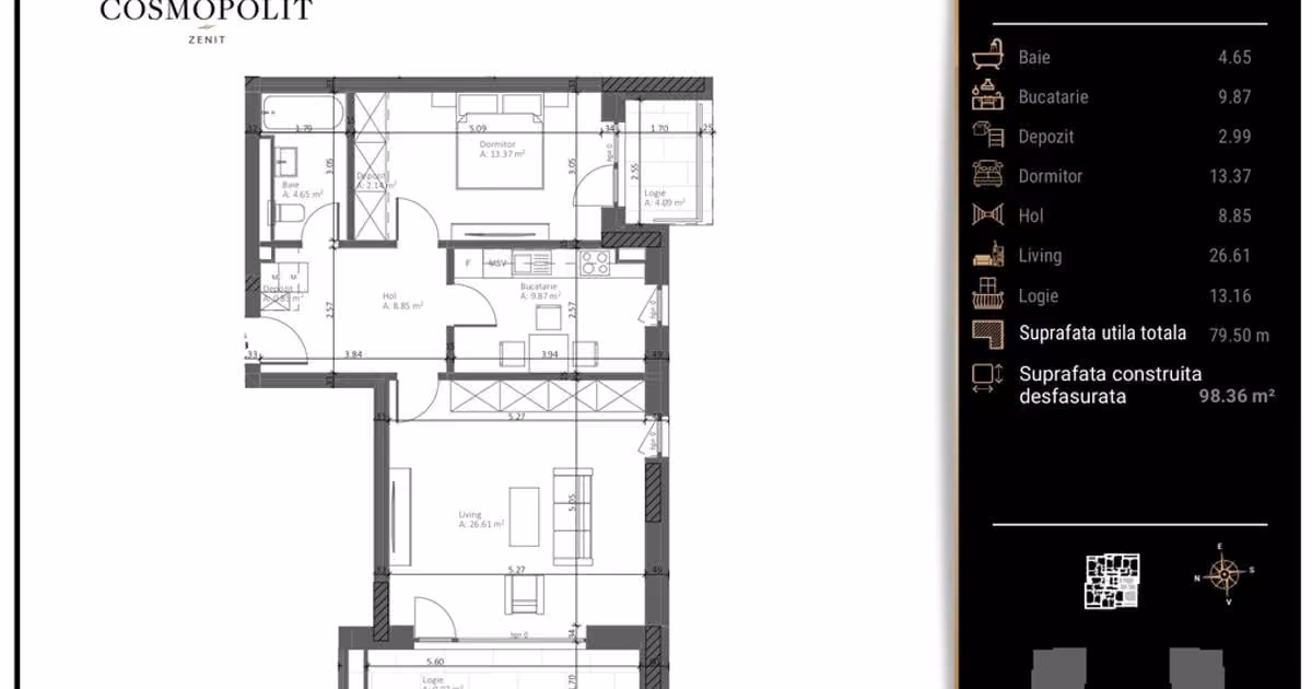 Apartament de vânzare cu 2 camere, mobilat în zona Răcădău, Brașov