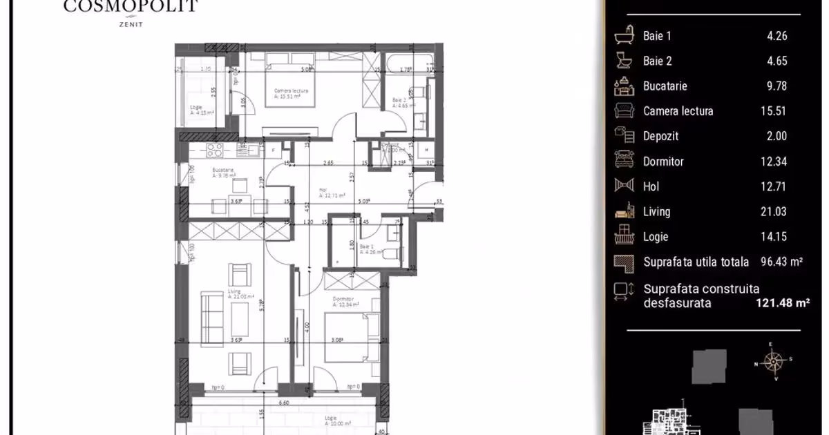 Apartament de vânzare cu 3 camere, mobilat în zona Răcădău, Brașov