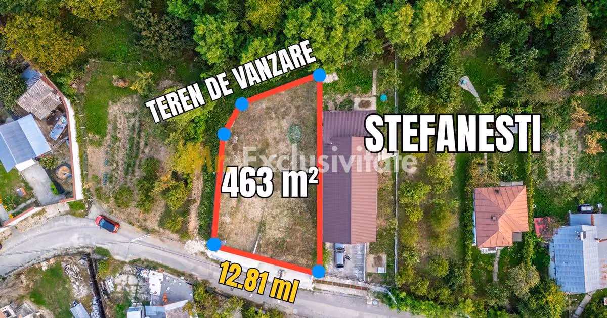 Teren Construcții intravilan de vânzare de 463 mp, în Ștefănești