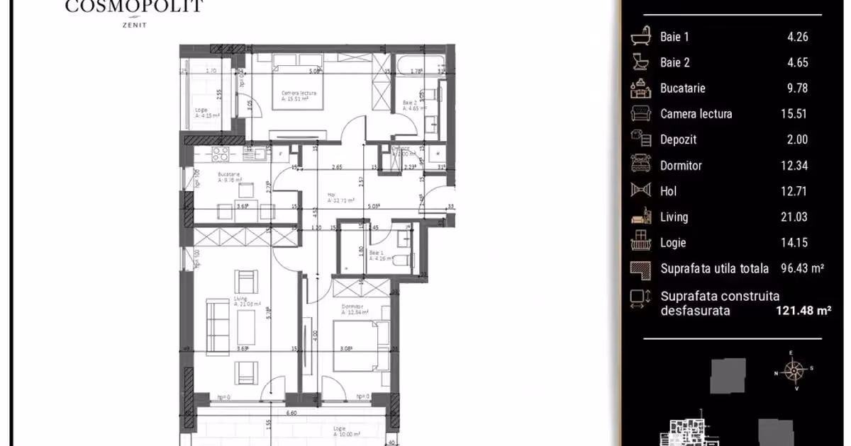 Apartament de vânzare cu 3 camere, mobilat în zona Răcădău, Brașov