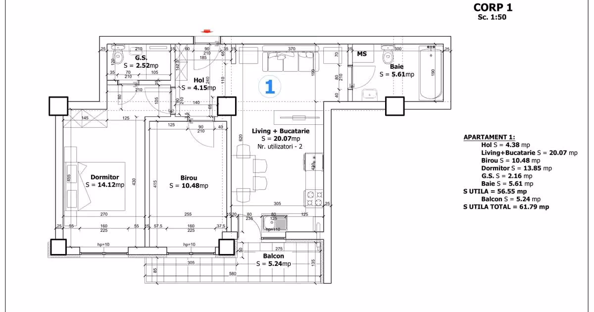 Apartament de vânzare cu 3 camere în Otopeni