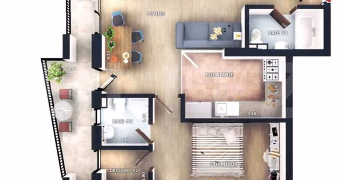 Apartament de vânzare cu 2 camere în Florești