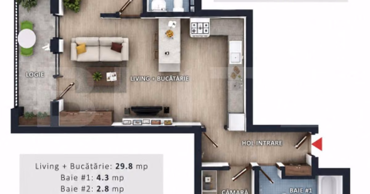 Apartament de vânzare cu 3 camere în Florești