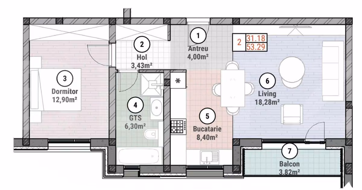 Apartament de vânzare cu 2 camere în Moșnița Nouă