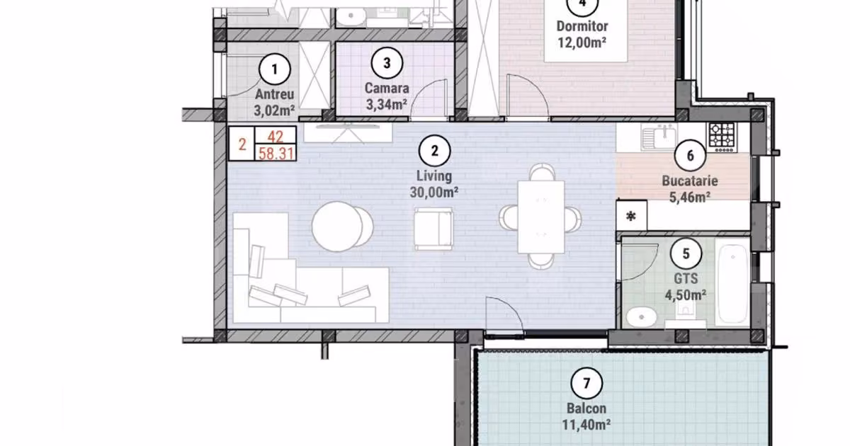 Apartament de vânzare cu 2 camere în Moșnița Nouă