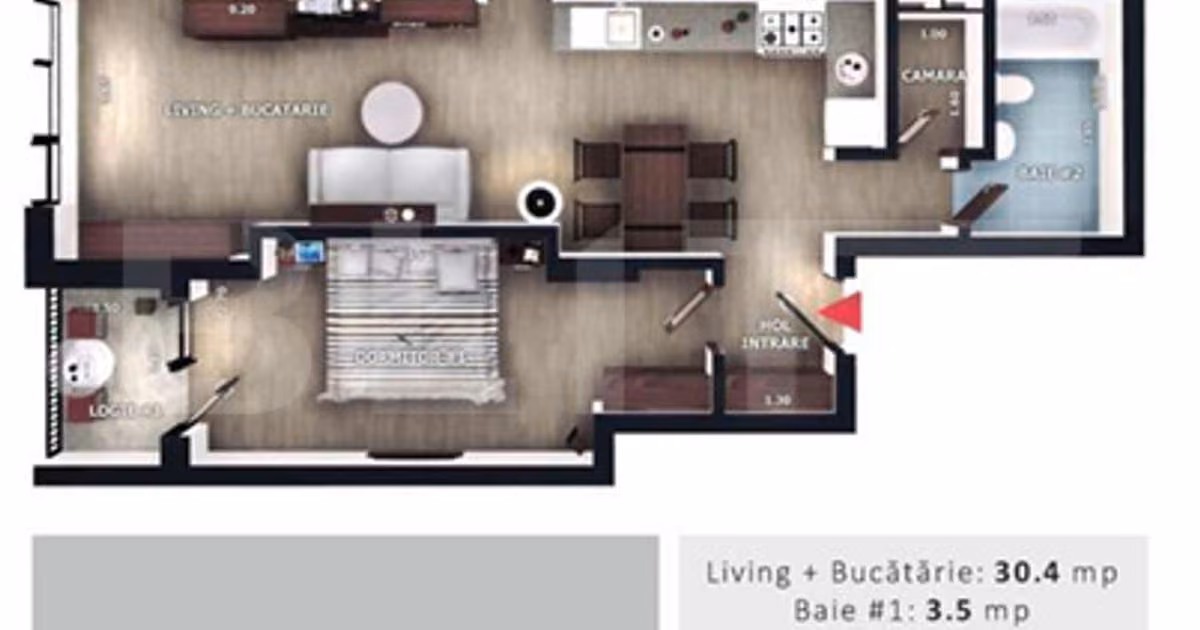 Apartament de vânzare cu 3 camere în Florești