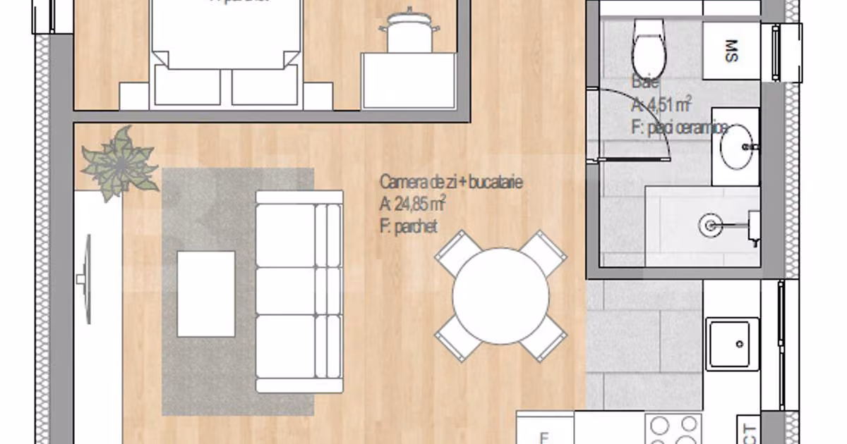 Apartament de vânzare cu 2 camere în Florești