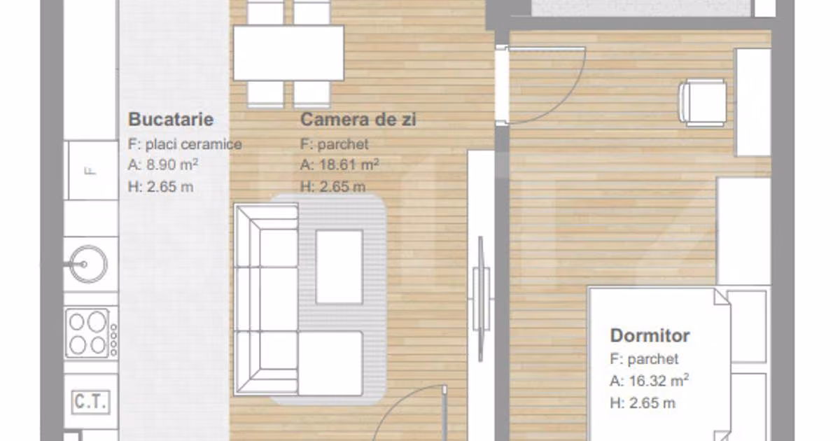Apartament de vânzare cu 2 camere în Florești
