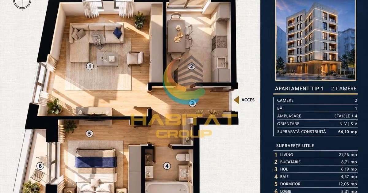 Apartament de vânzare cu 2 camere în zona Tineretului, Sector 4