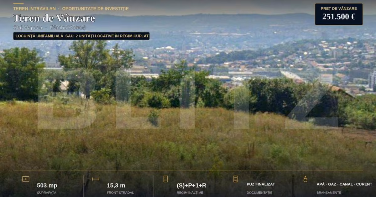 Teren Construcții intravilan de vânzare de 503 mp, în zona Dâmbul Rotund, Cluj-Napoca