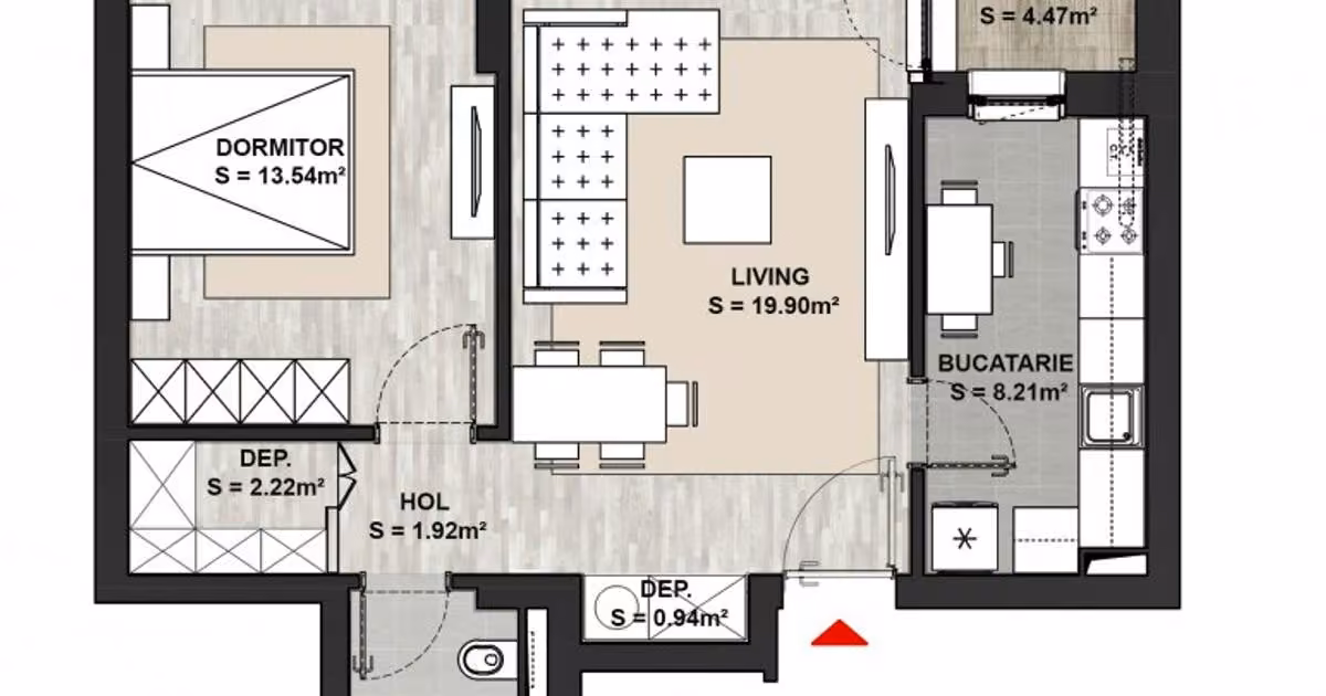 Apartament de vânzare cu 2 camere în zona Dârste, Brașov
