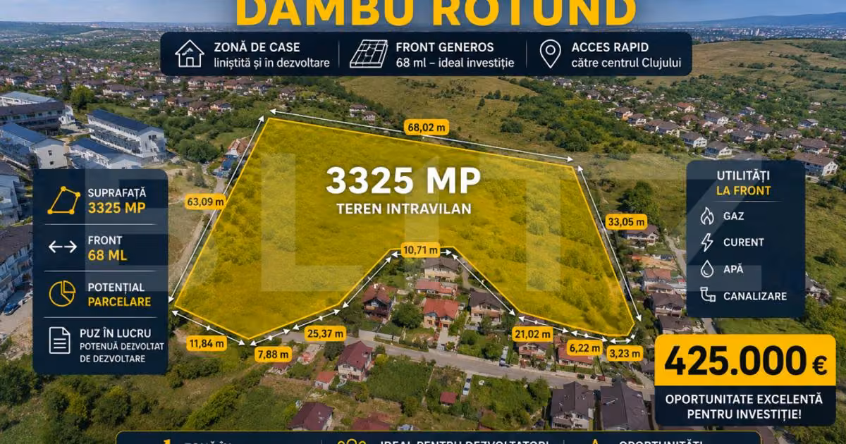 Teren Construcții intravilan de vânzare de 3325 mp, în zona Dâmbul Rotund, Cluj-Napoca