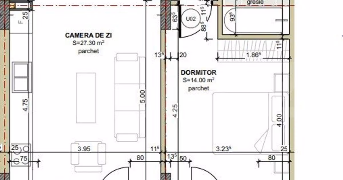 Apartament de vânzare cu 2 camere, mobilat în Florești