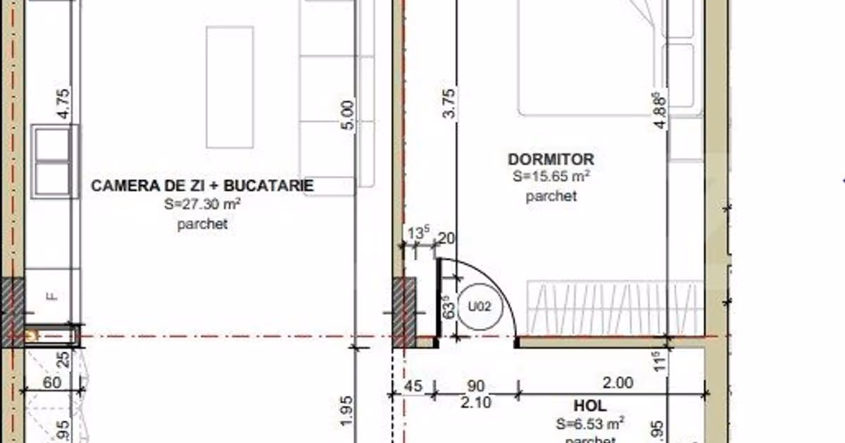 Apartament de vânzare cu 2 camere, mobilat în Florești
