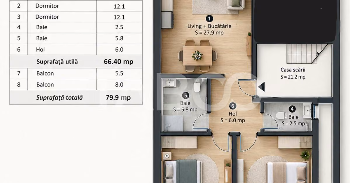 Apartament de vânzare cu 3 camere, mobilat în Șelimbăr