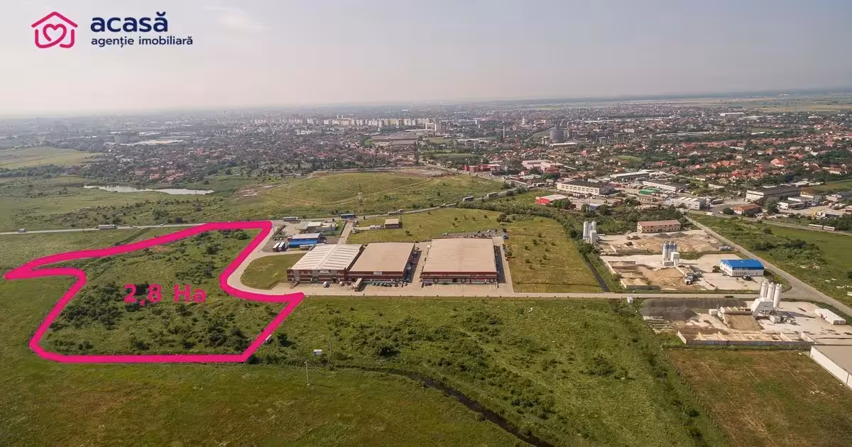 Teren Construcții intravilan de vânzare de 28812 mp, în zona Nord, Arad