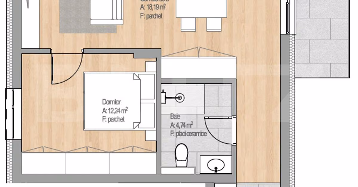 Apartament de vânzare cu 2 camere în Florești
