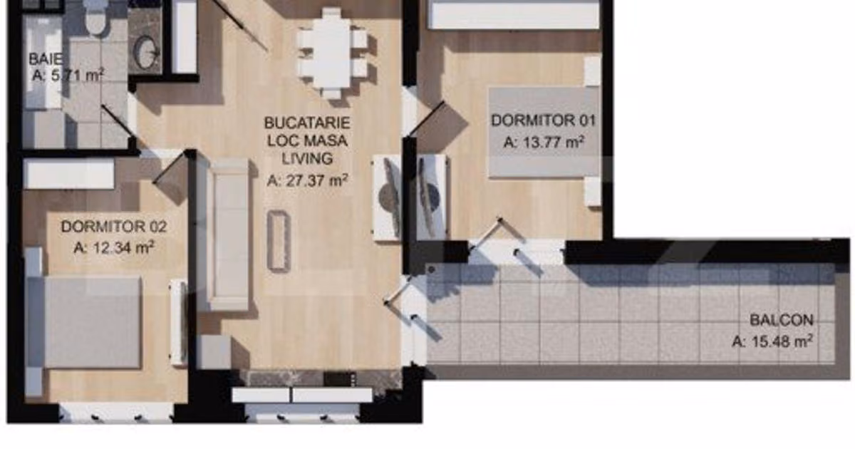 Apartament de vânzare cu 3 camere în Florești