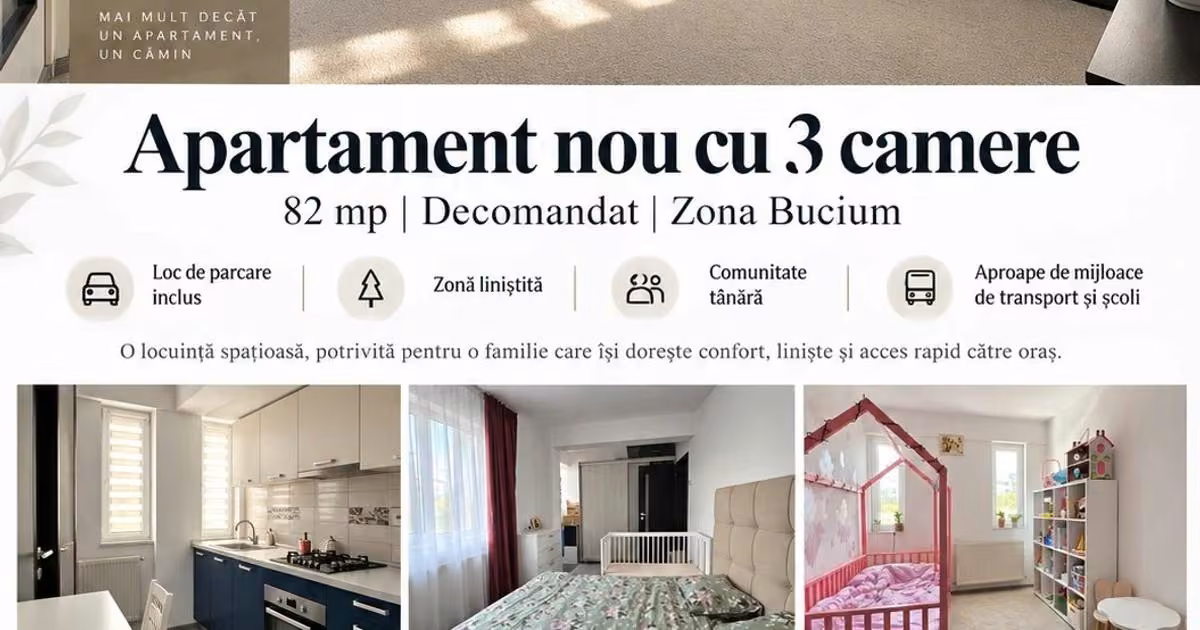 Apartament de vânzare cu 3 camere în zona Bucium, Iași