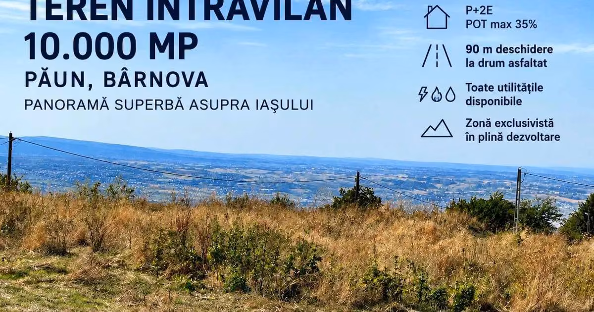 Teren intravilan de vânzare de 10000 mp, în zona Bucium, Iași