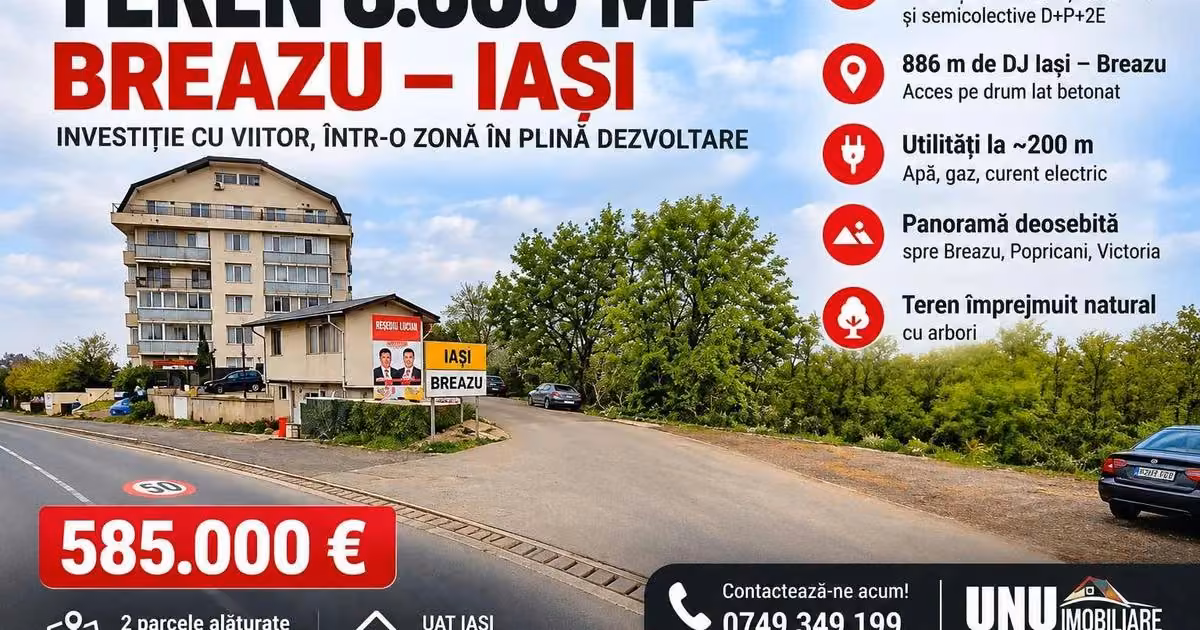 Teren intravilan de vânzare de 8600 mp, în zona Central, Iași
