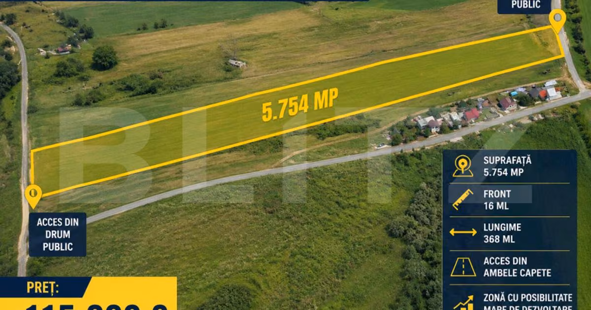 Teren Construcții extravilan de vânzare de 5754 mp, în Florești