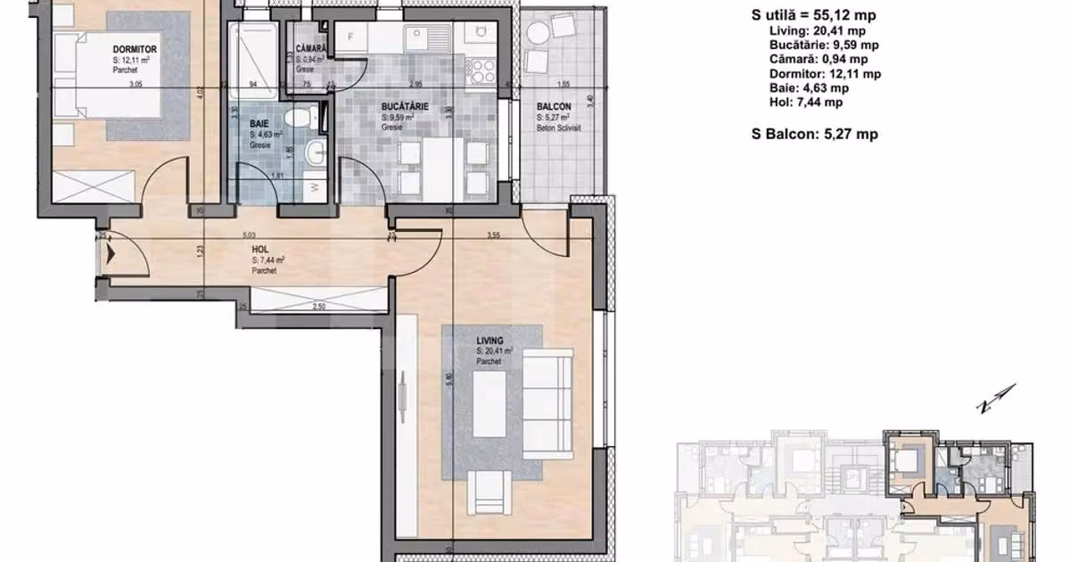 Apartament de vânzare cu 2 camere în Gherla