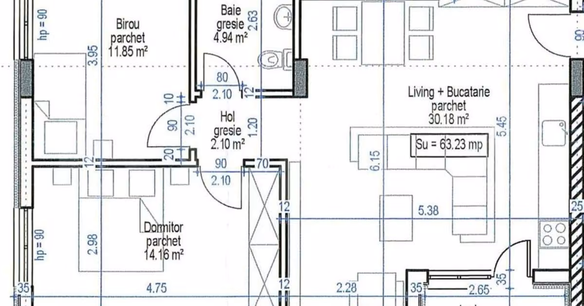 Apartament de vânzare cu 3 camere în Florești