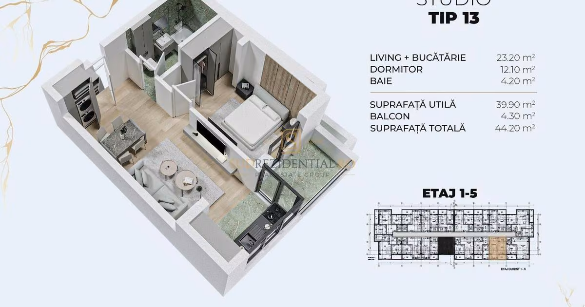Apartament de vânzare cu 2 camere în Popești-Leordeni